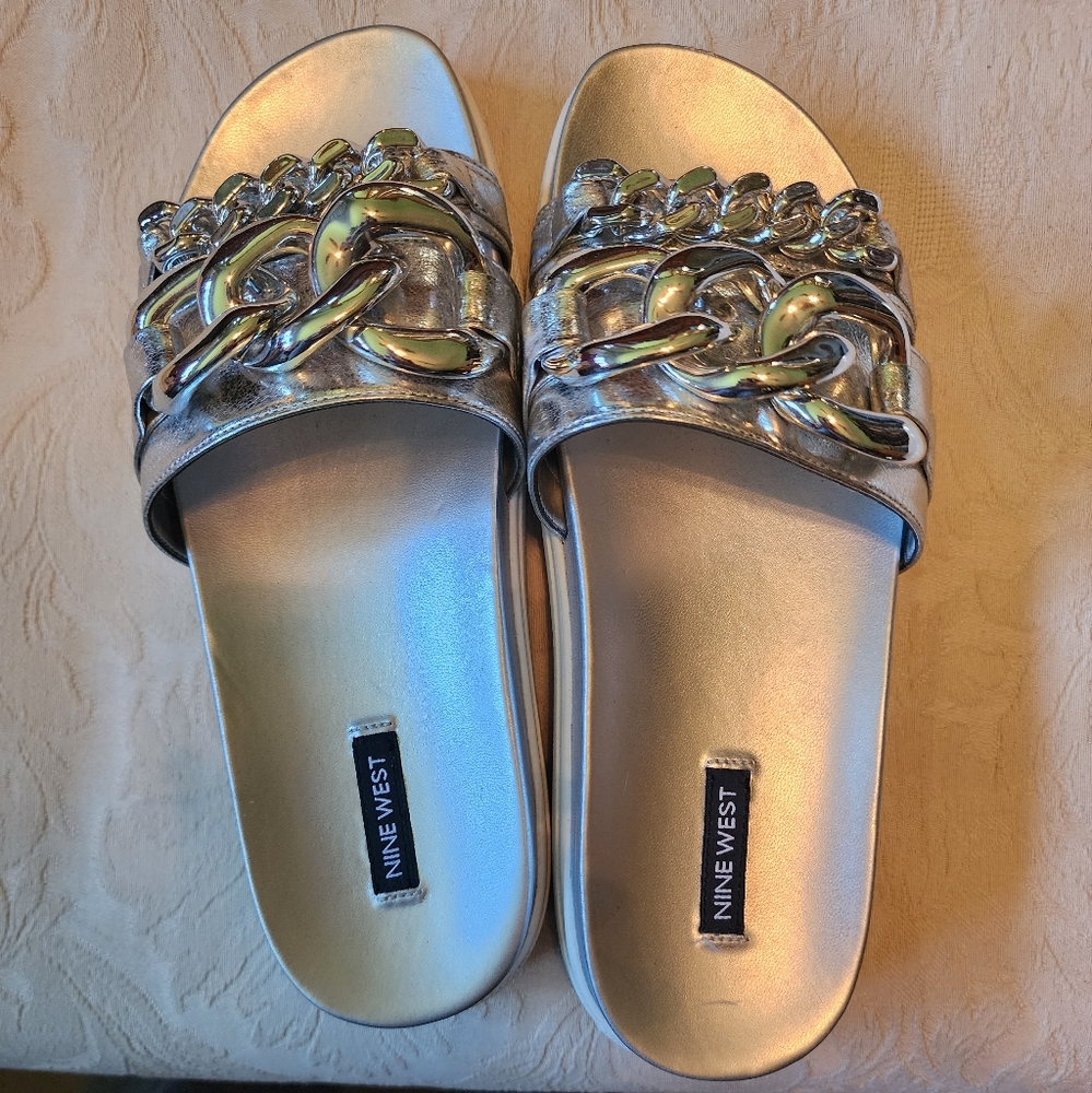 Nine West Silver on Silver Knot Sandals
